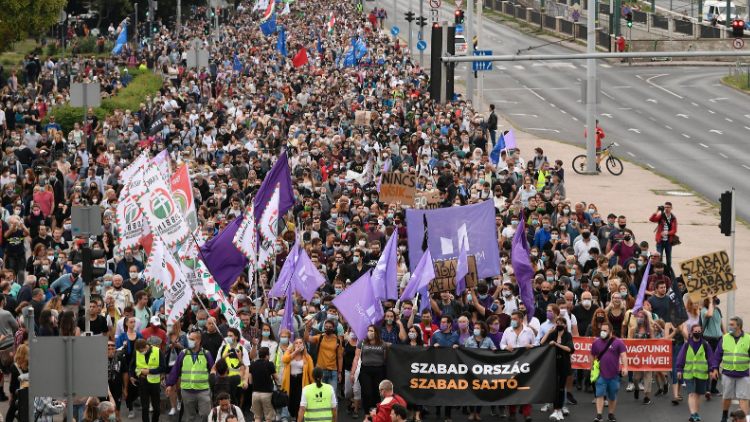 Demonstrationen für Pressefreiheit in Budapest