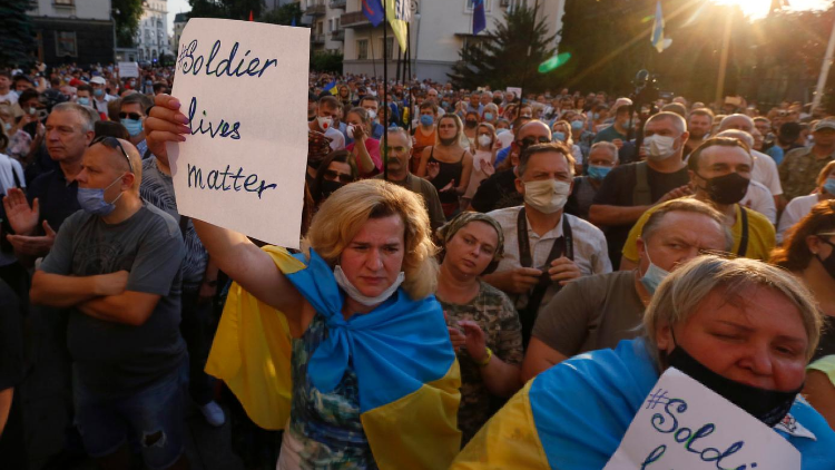 Protestkundgebung vor dem Waffenstillstand in Kiew