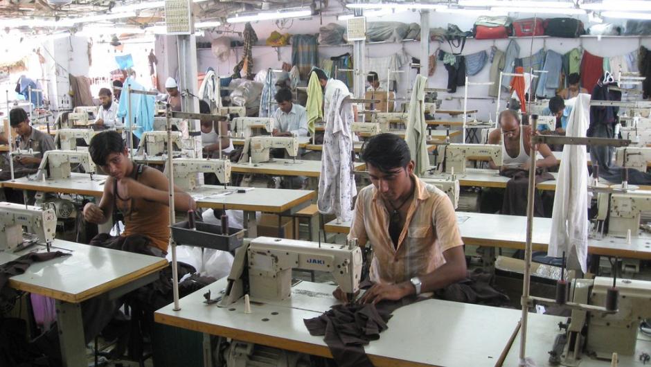 Workers in a textile factory in India