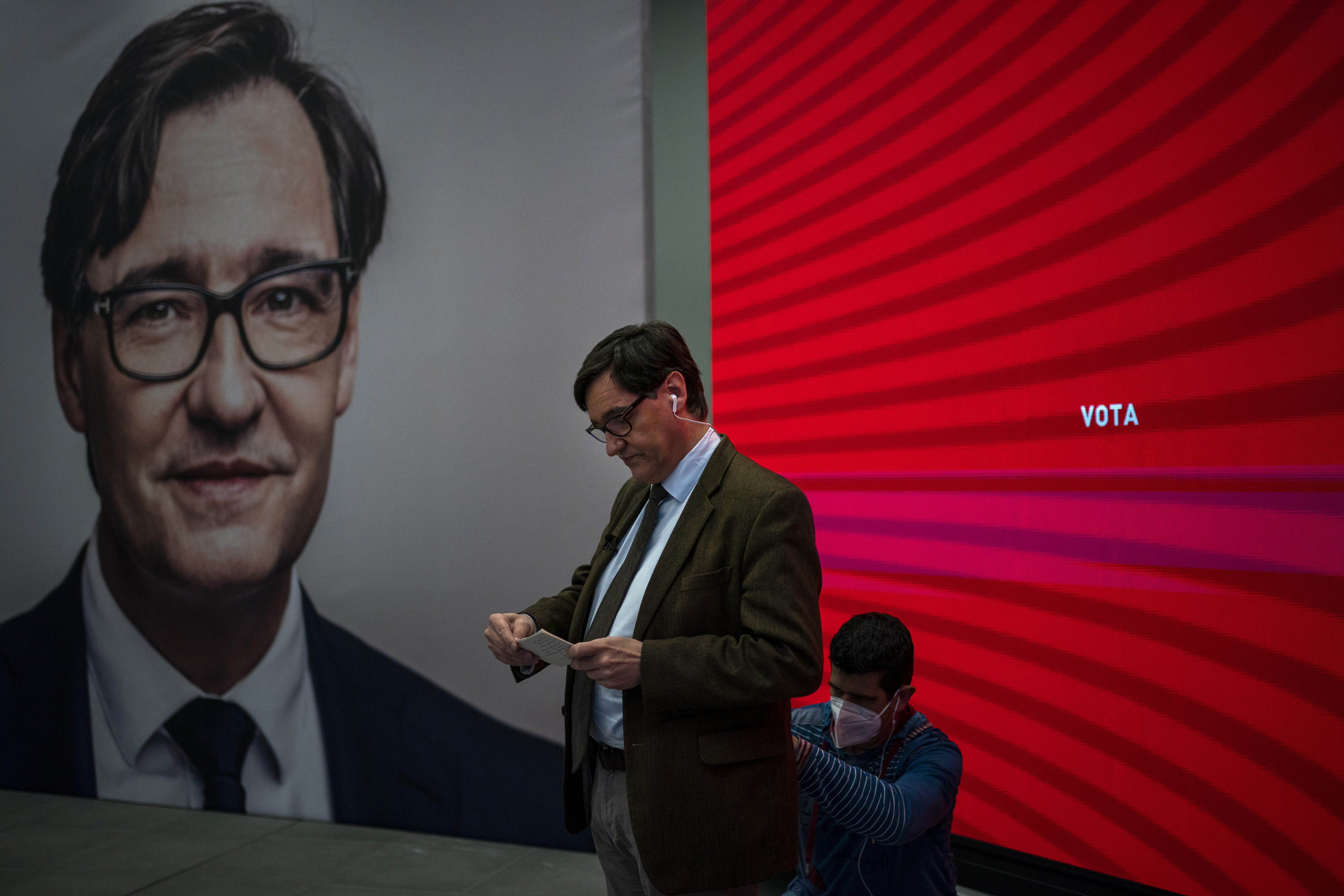 Salvador Illa in der Parteizentrale der katalanischen Sozialisten