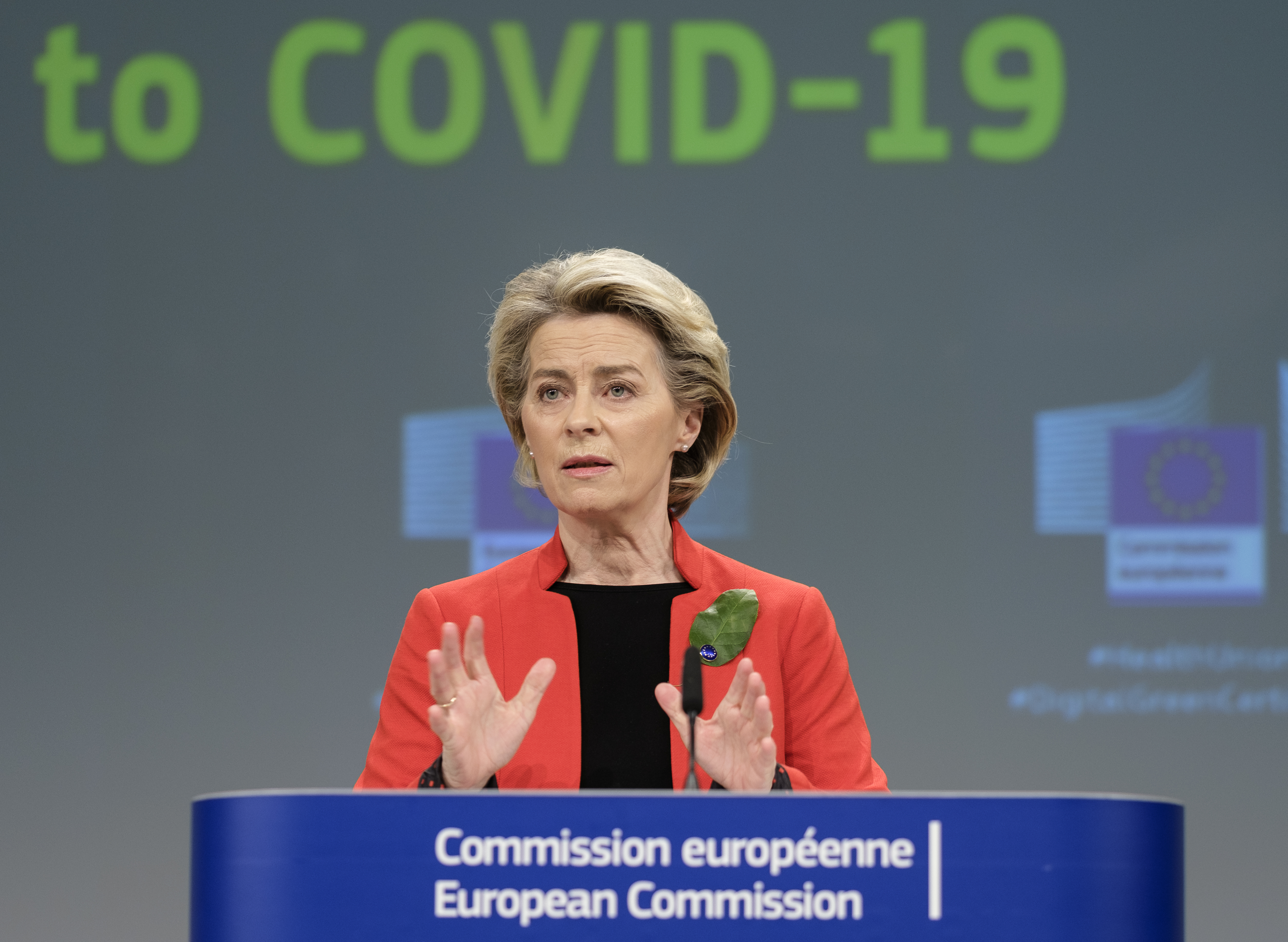 EU-Kommissionspräsidentin von der Leyen auf einer Pressekonferenz zur Pandemiepolitik