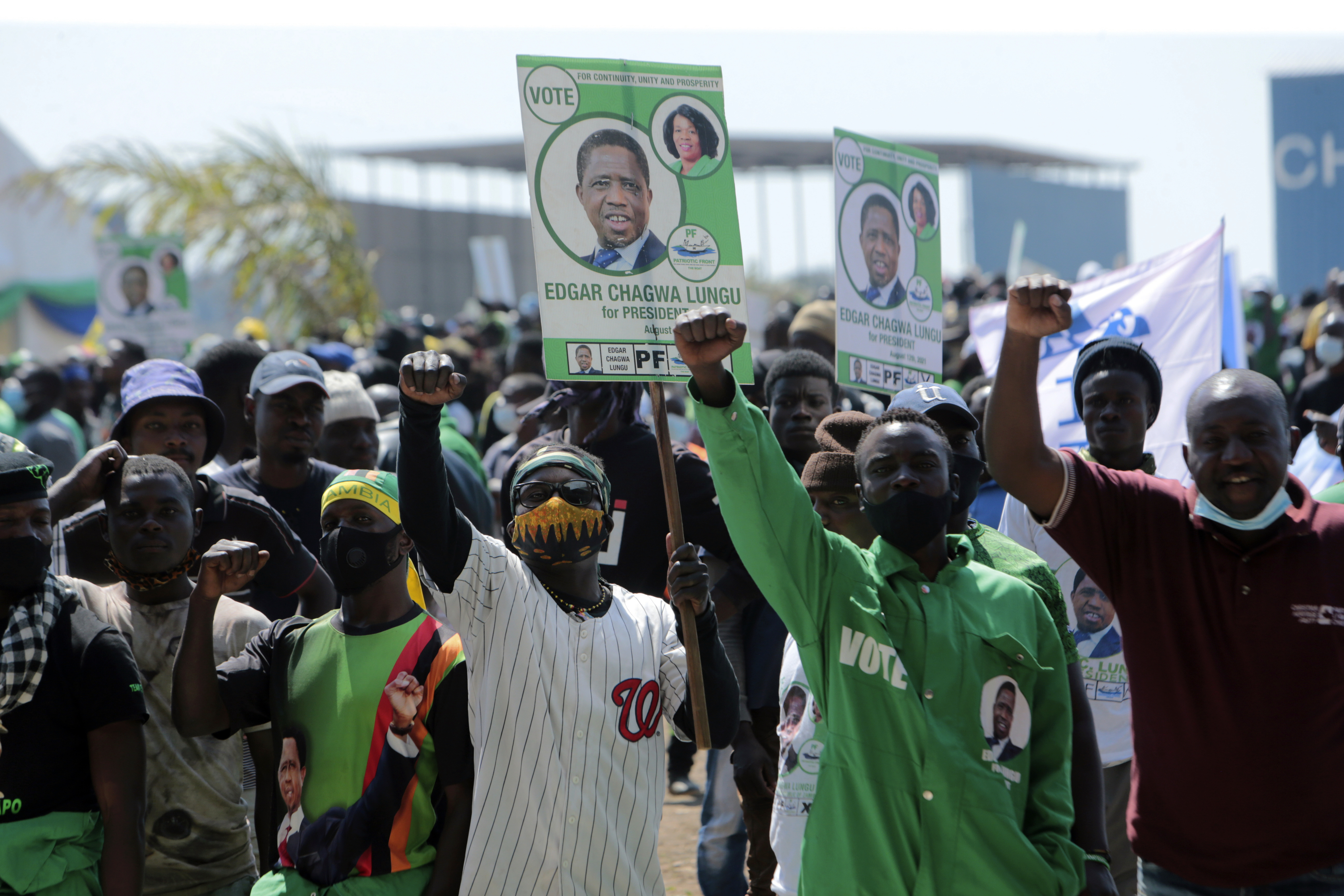 Demonstration for the re-election of Zambian President Edgar Lungu