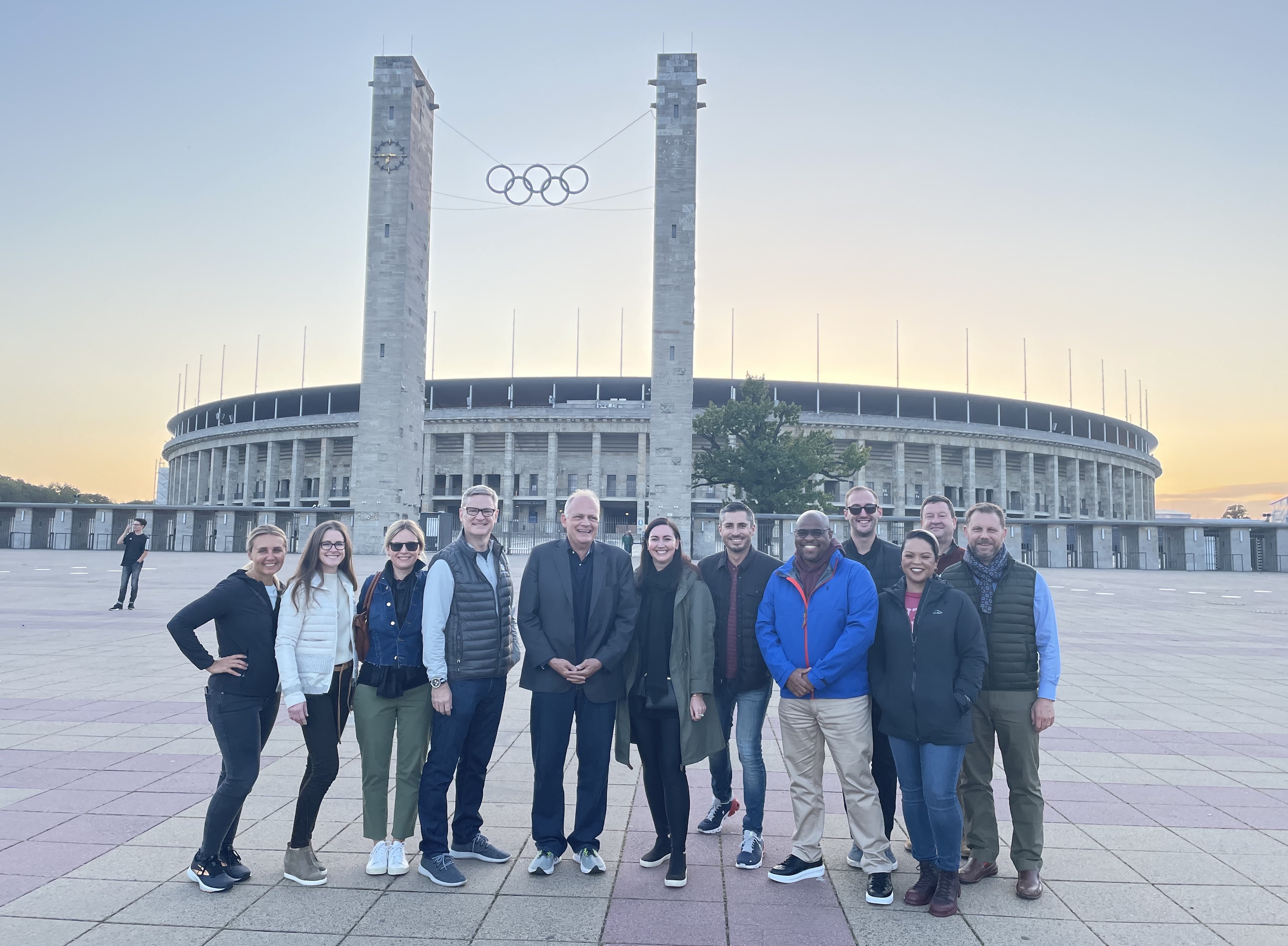 The group in front of the Olympic Stadium in Berlin