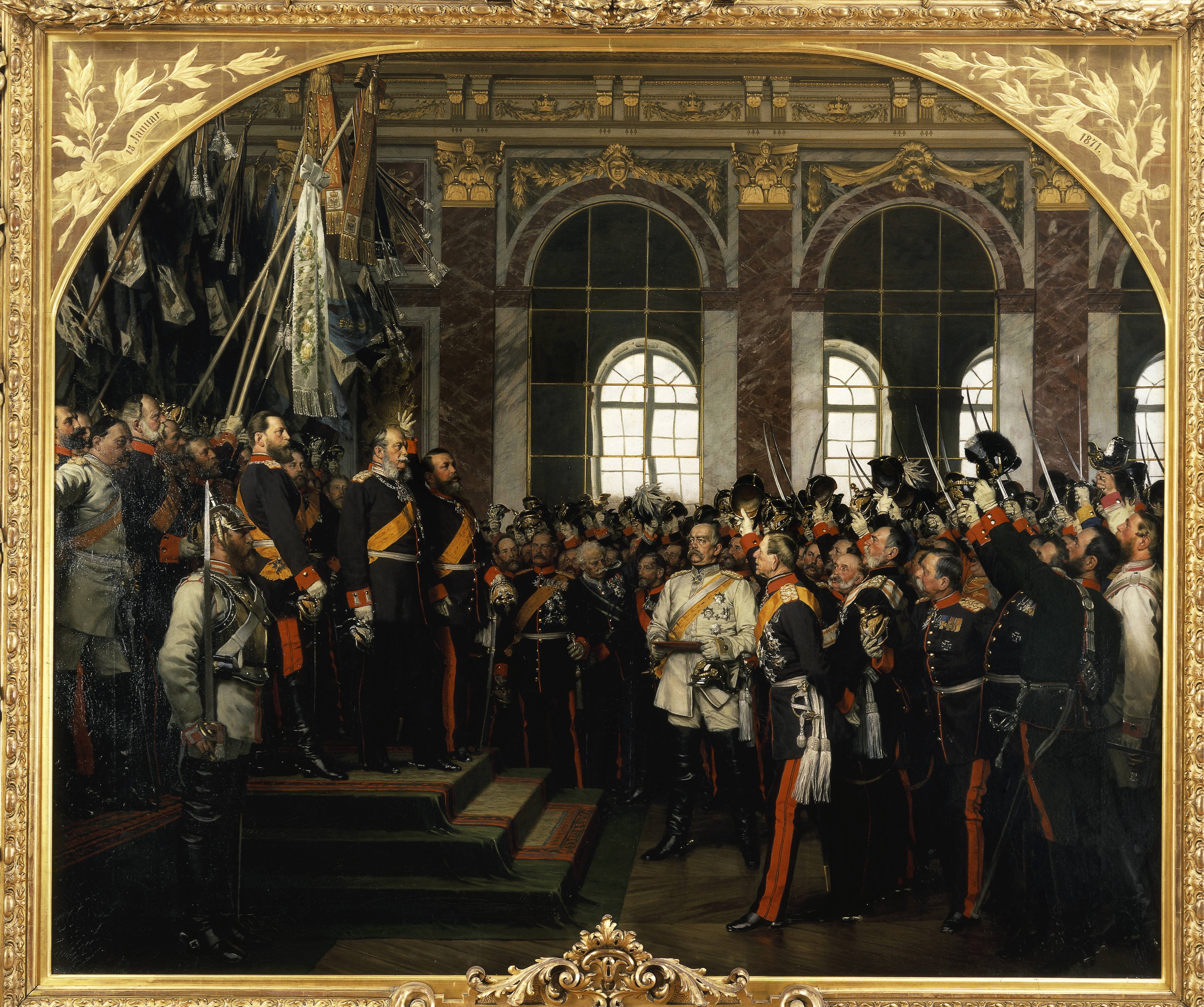 18. Januar 1871: König Wilhelm I. von Preußen wird im Spiegelsaal des Schlosses von Versailles zum Deutschen Kaiser ausgerufen. 
