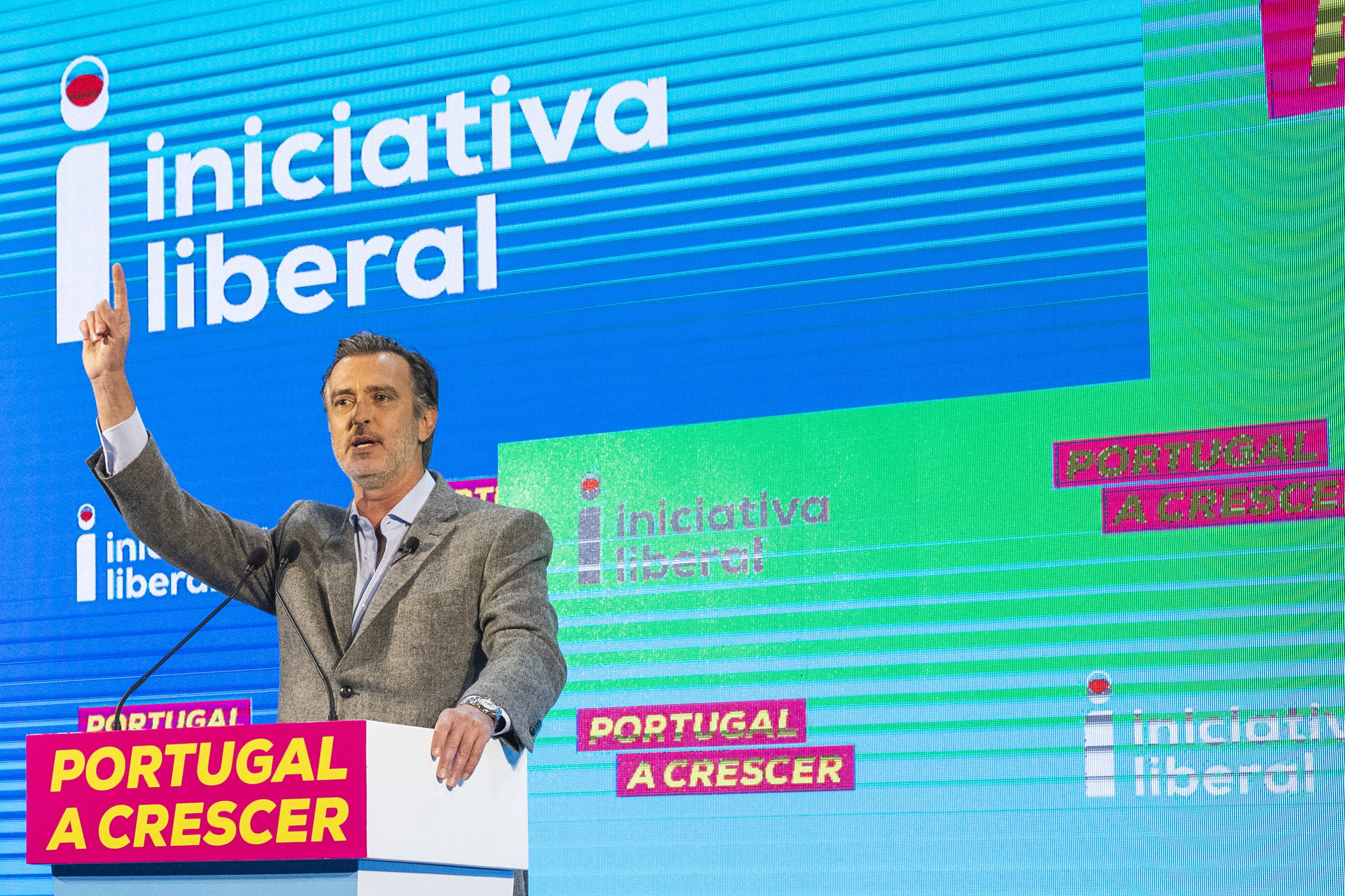 João Fernando Cotrim de Figueiredo bei einer Wahlkampfveranstaltung der Iniciativa Liberal 