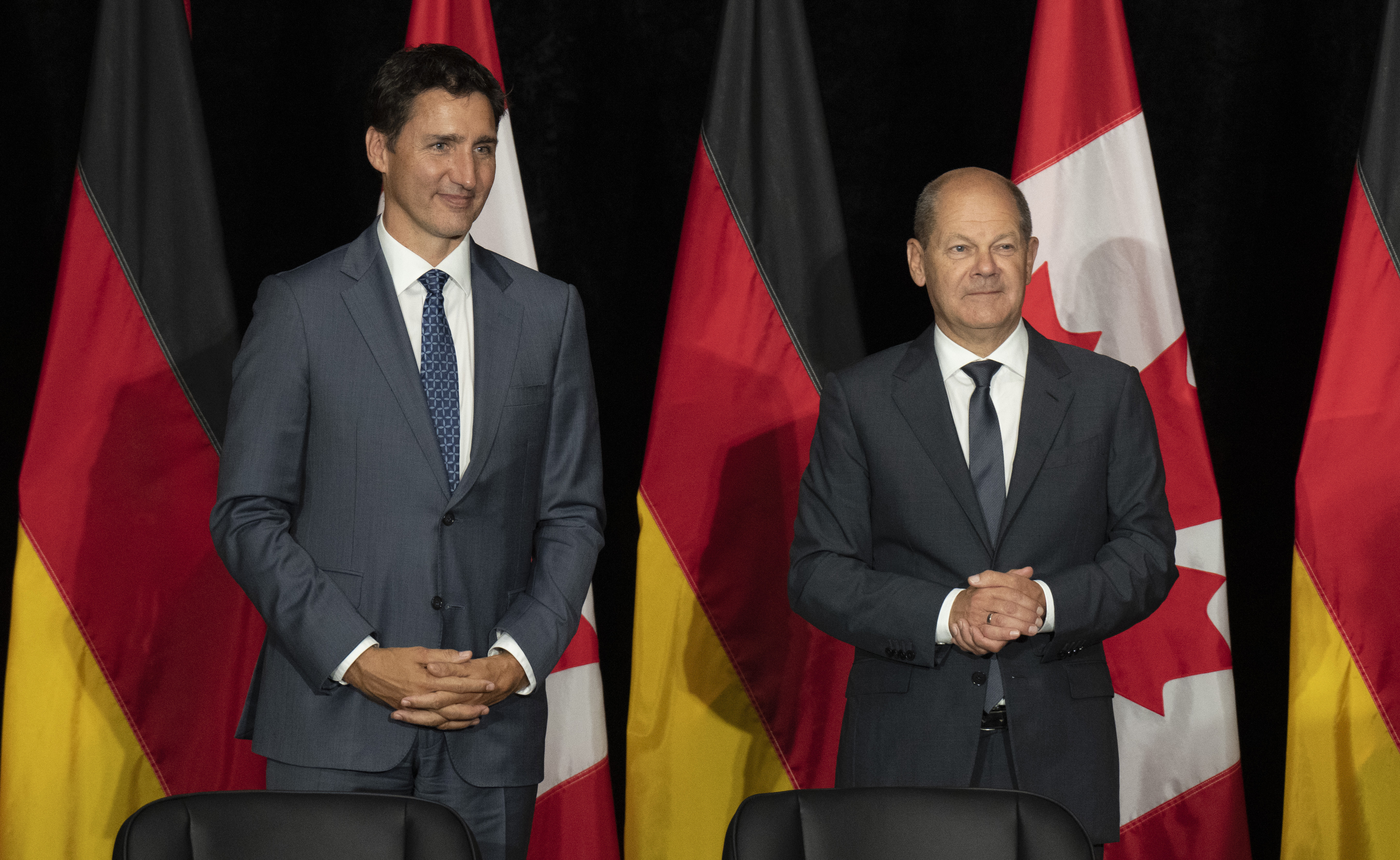 Justin Trudeau und Olaf Scholz in Montréal.
