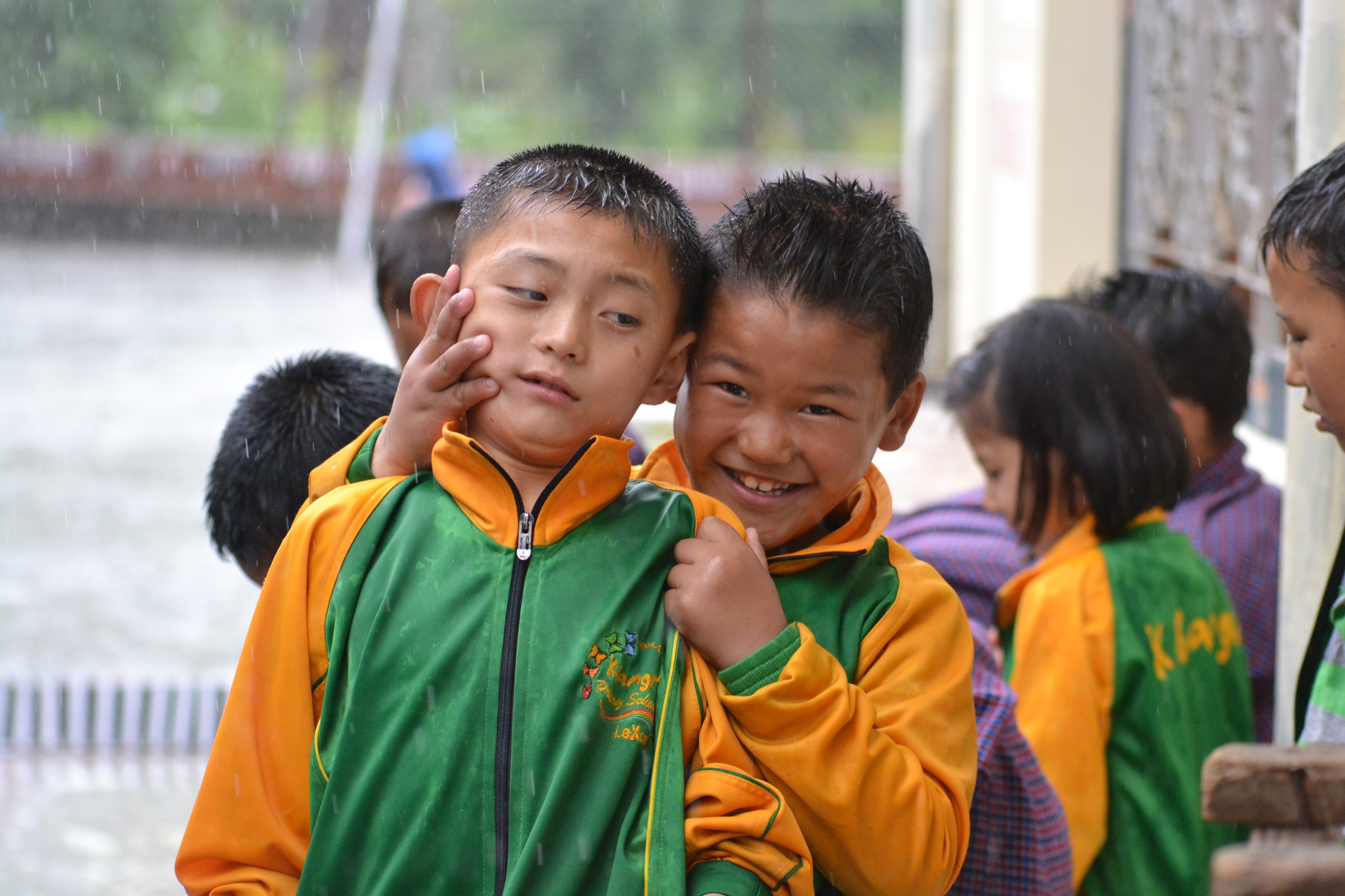 Boys playing in school in Bhutan