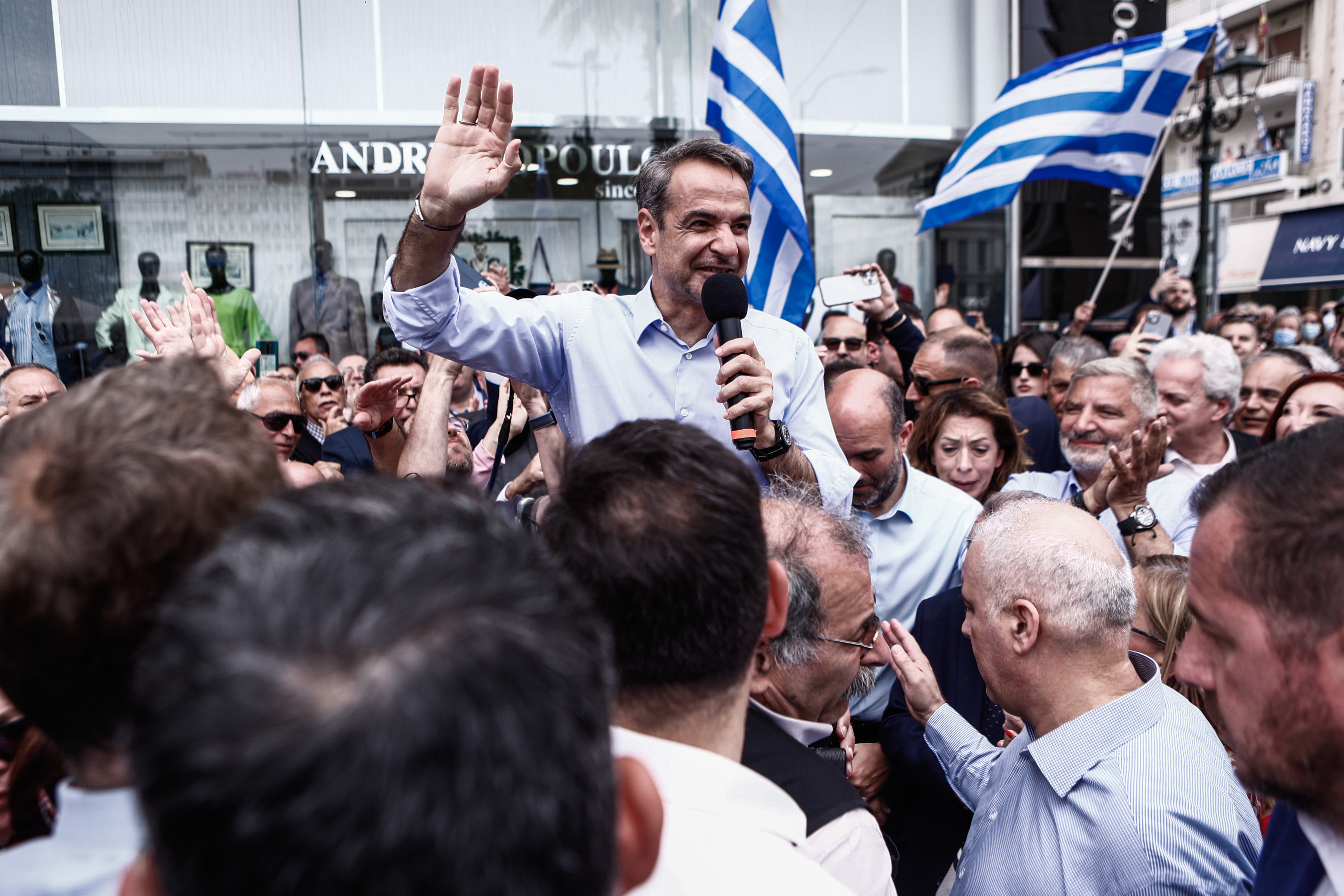 Besuch des griechischen Premierministers und Präsidenten der Nea Dimokratia, Kyriakos Mitsotakis, in Piräus. 