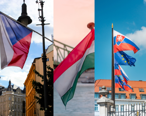 Flags of Hungary, Slovakia and Czechia