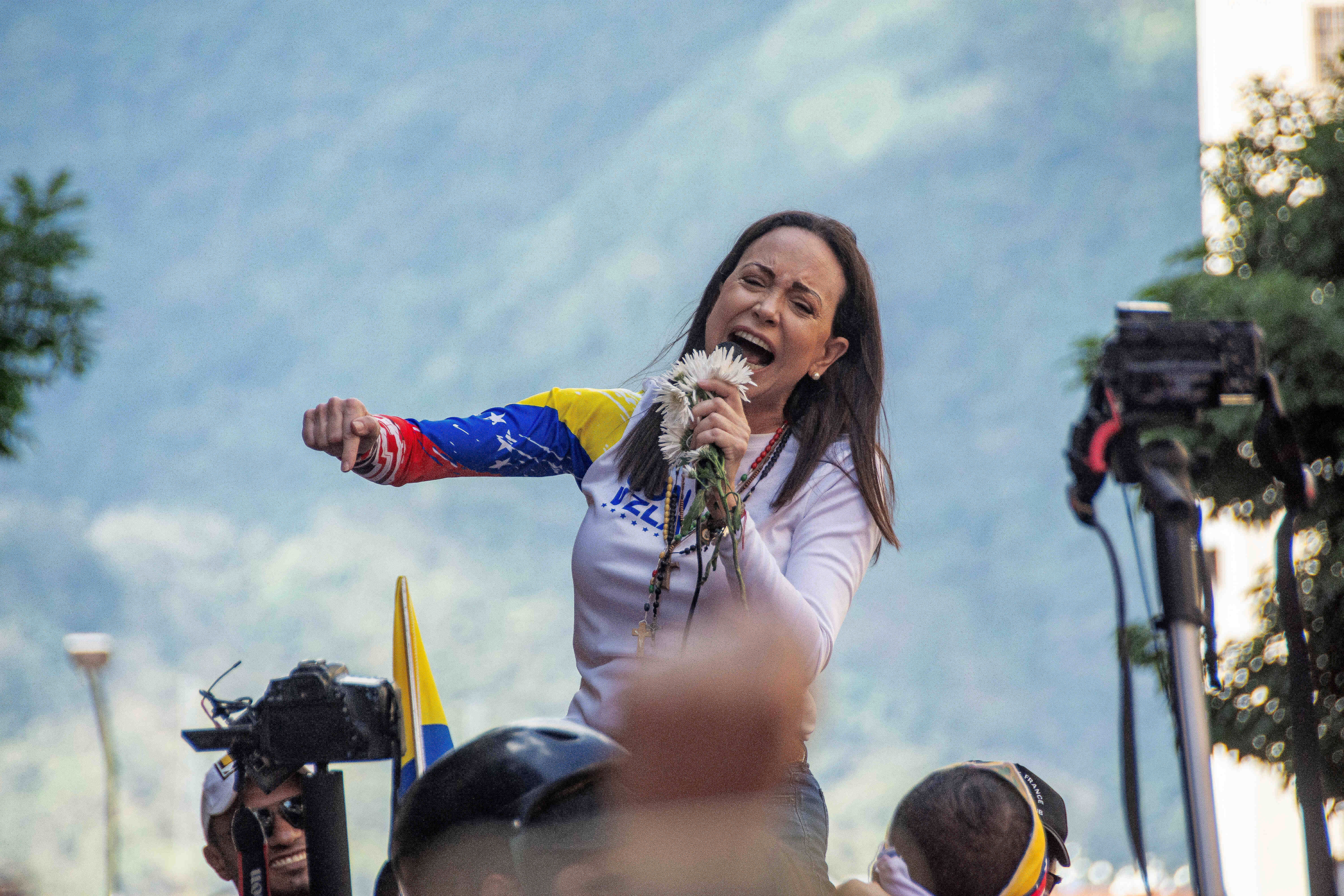 Maria Corina Machado at a rally in Caracas in January 2025