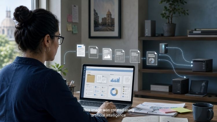 Woman reads governmentintegrated data