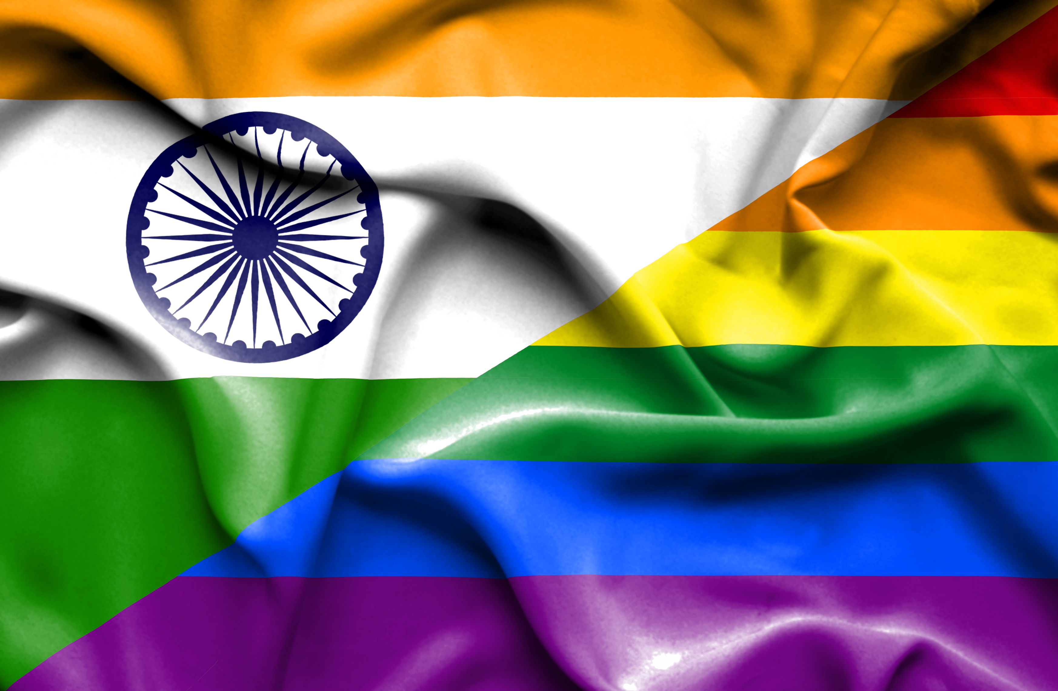 Mixtur der Flaggen Indiens und der "LGTB"-Bewegung