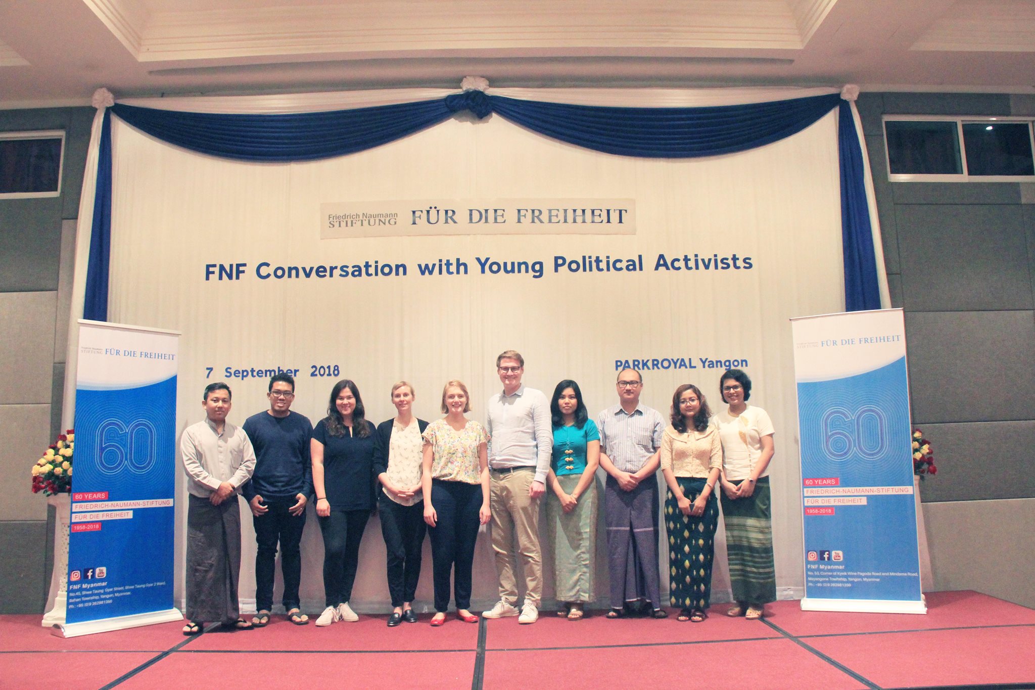 Die JuLis Ria Schröder, Franziska Brandmann, Moritz Körner zu Besuch in unserem Stiftungsbüro in Yangon