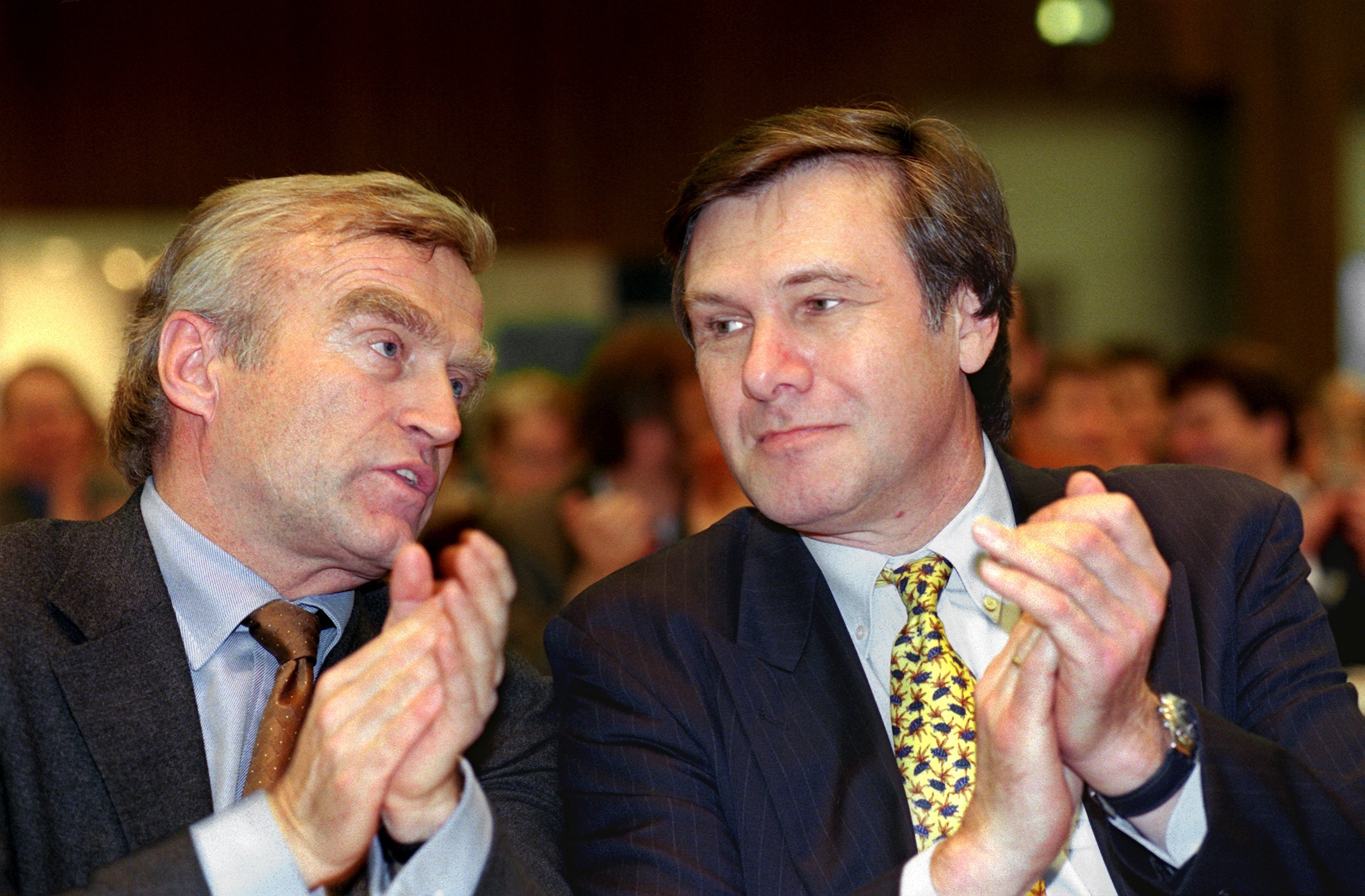 Helmut Haussmann und Wolfgang Gerhardt, 1999 auf dem Europatag der FDP in Frankfurt/Main