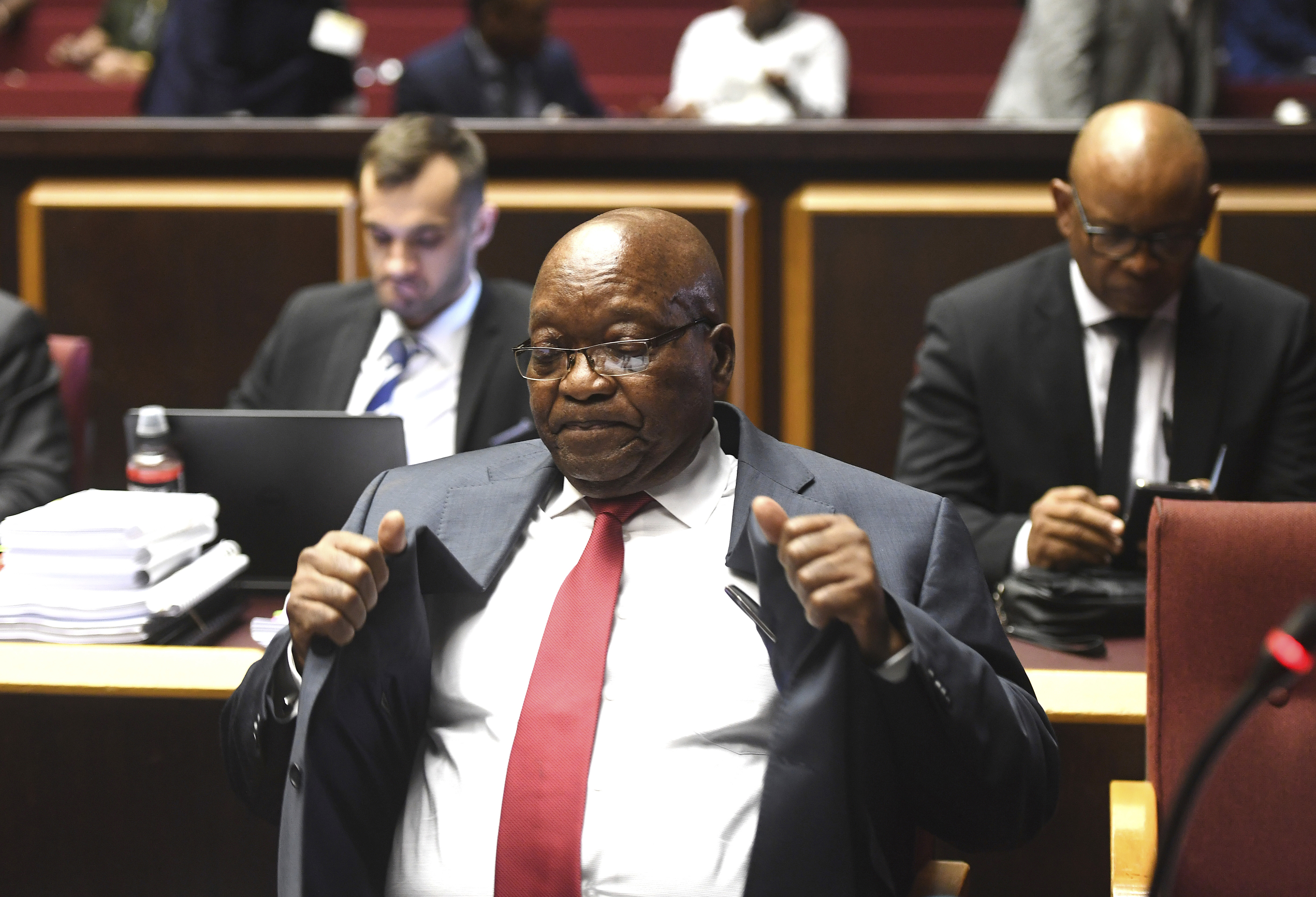 Jacob Zuma im Gerichtssaal in Pietermaritzburg in Süd Afrika.