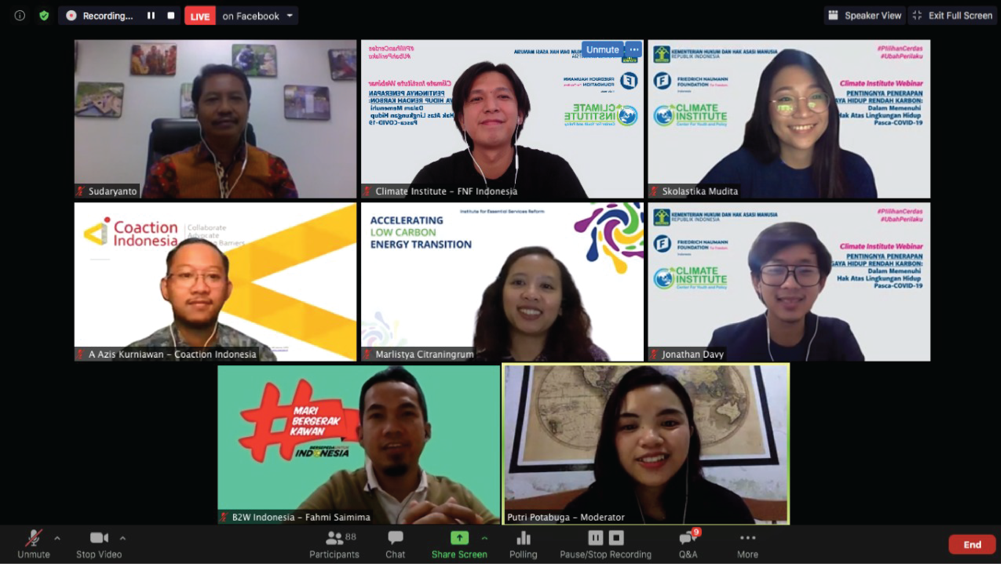 Panelis, Panitia, Peserta Webinar Pentingnya Penerapan Gaya Hidup Rendah Karbon