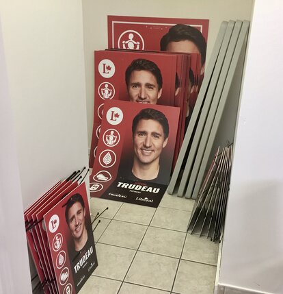 Trudeau-Plakate im Wahlkampf