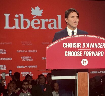 Justin Trudeau bei einer Wahlkampfrede