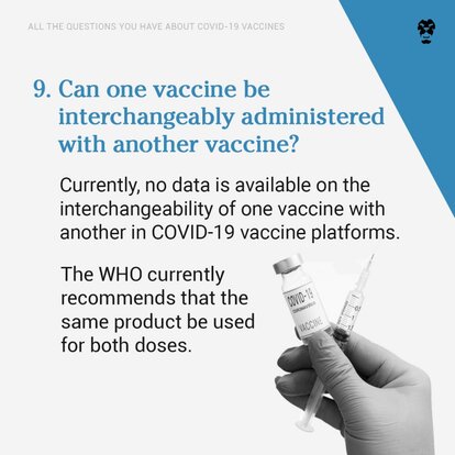 Can one vaccine be interchangeably administered with another vaccine?