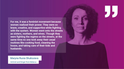 Women leading protests documentary film: Maryna Rusia Shukiurava quote