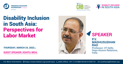Event Poster: Prof. P.V.M. Rao, Disability Inclusion in South Asia