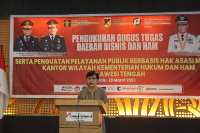 Pengukuhan Gugus Tugas Daerah Bisnis dan HAM Sekaligus Penguatan P2HAM di Kanwil Kemenkumham Sulawesi Tengah