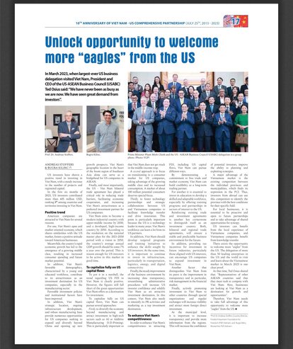 Bugra Kilinc's co-authored article with FNF Vietnam Country Director, Prof. Dr. Andreas Stoffers, on the publication of 10th anniversary of Vietnam-US Comprehensive Partnership