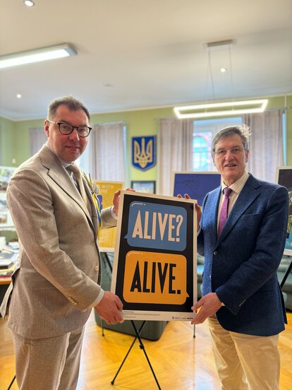 S.E. Oleksii Makeiev, Botschafter der Ukraine in der Bundesrepublik Deutschland, und Karl-Heinz Paqué, Vorstandsvorsitzender der Friedrich-Naumann-Stiftung für die Freiheit.