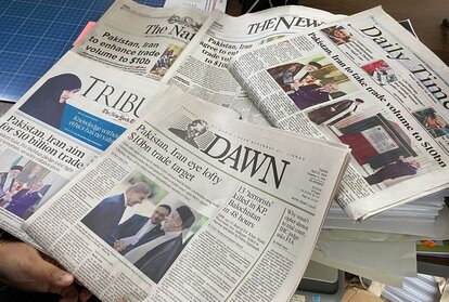 Newspaper Headlines about Iran's President Visit to Pakistan , 23rd April 2024