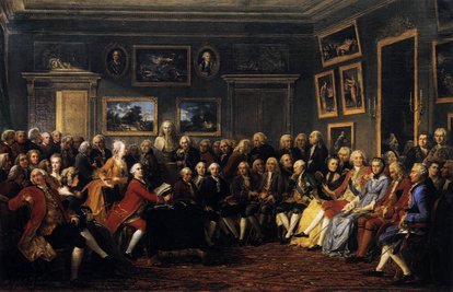 In the Salon of Madame Geoffrin in 1755, © painting by Anicet Charles Gabriel Lemonnier (1812)