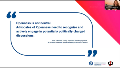 Sonja Fischbauer, Community Strategist and Organisational Development Specialist at the Open Knowledge Foundation Germany, shared her insights on openness.
