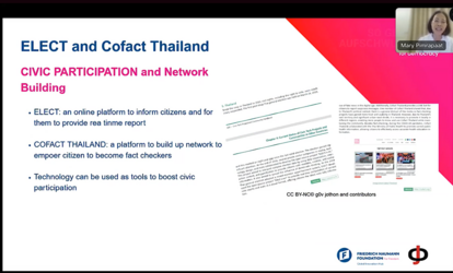 Pimrapaat Dusadeeisariyakul, another panellist and our Thailand Office Programme Manager, introduced civic tech initiatives in Thailand.