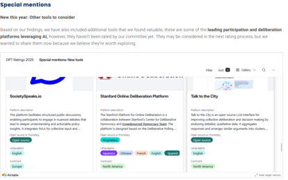 What AI Tools Are Available for Participation and Deliberation?