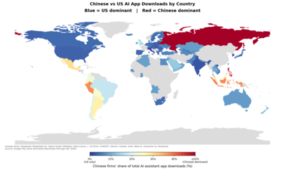 world map chinese share AI