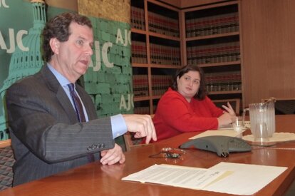 David Harris and his staff member Sara Weller