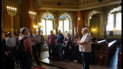 At the synagogue in Sofia