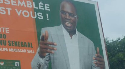 Wahlplakat „Manko Taxawu Senegal“ mit dem Spitzenkandidaten Khalifa Sall