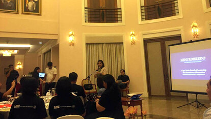 Vice President Leni Robredo address the group