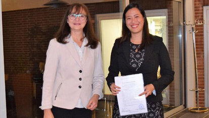 Mayor Trina Firmalo with IAF Head Ms. Bettina Solinger