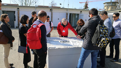 Lothar Schulz shows the map where he, together with thousands of political prisoners, were detained