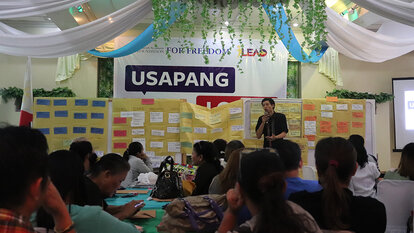 Wolfgang Heinze, FNF Philippines Country Director, addresses the audience