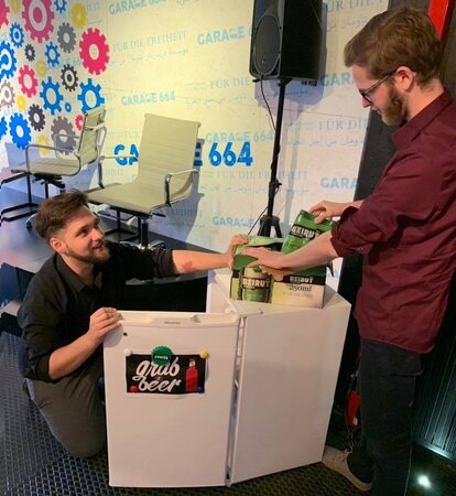 Filling the beer fridge
