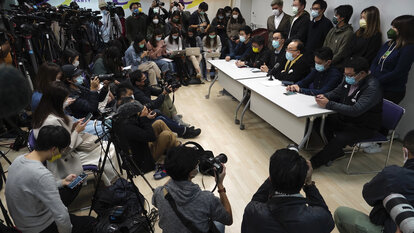 Hong Kong Demokratische Partei Verhaftungen Pressekonferenz