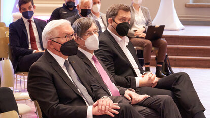 Bundespräsident Frank-Walter Steinmeier, Karl-Heinz Paqué und Lars Klingbeil