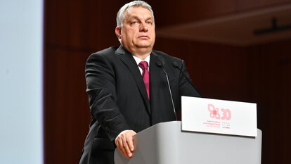 Der ungarische Ministerpräsident Viktor Orban während einer Pressekonferenz