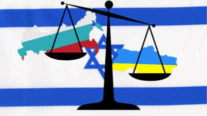 Israeli Flag and scales of Ukraine war