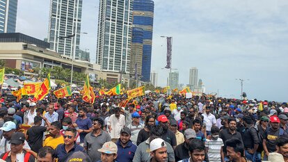 Demonstranten in Colombo 