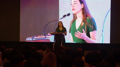 Matviichuk speaking at Rappler's Social Good Summit in the Philippines
