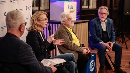 Podium mit Reinhard Mohr, Linda Teuteberg, Henryk M. Broder, Harald Martenstein