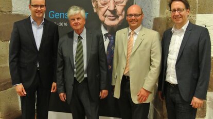 v.l.n.r.: Christian Grascha MdL, Hans-Dieter Heumann, Thomas Spangenberg und Stefan Birkner MdL